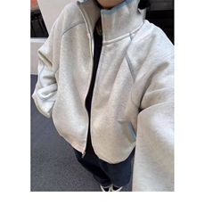 网图美式哈苏线运动外套男女情侣款2026春季新款开衫卫衣特P68，女装短外套，电商C306-1