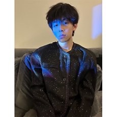 1506/QW0930/P72春秋小香风外套男士韩版潮流时髦亮丝痞帅气质，女装短外套，星座1506