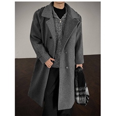 GM5493P135日系懒慵宽松毛呢大衣男女翻领加厚长款呢子大衣，男装毛呢大衣，星座1108-5