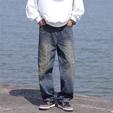 2025夏男士牛仔裤长裤潮流宽松舒适直筒裤微弹力阔腿裤RK2909-P55，男装牛仔裤，星座412-3