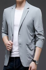 夏季新款男士商务休闲防晒服薄款上衣中青年百搭纯色长袖西服外套，男装西服，电商B212（原钱塘6029）