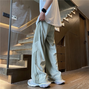 夏季新款潮流三条杠远动宽松休闲冰丝裤B315-K24164-特p35控68图片