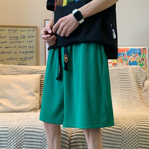 HX1046-TP30控48-夏季薄款外穿冰丝短裤男生潮流速干抽绳五分裤图片