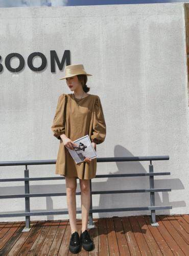 洋气遮肉显瘦宽松中长款连衣裙，女装连衣裙，东洋天堂之花