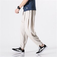 夏装 大码风棉麻休闲裤亚麻裤休闲灯笼裤日系工装裤 K25/P55图片