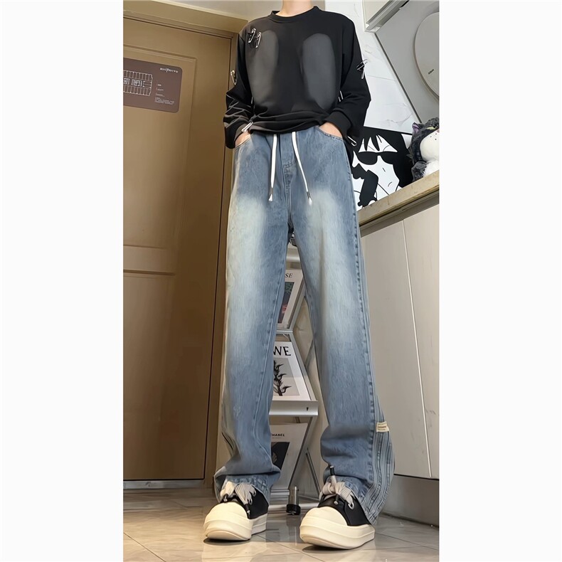 !2025春夏三条杠贴标牛仔裤男阔腿裤815A-XKZ315-特P50控78，男装牛仔裤，星座815A