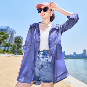 防晒衣女夏季2025新款中长款长袖时尚宽松薄款透气罩衫防晒服外套,女装防晒衣,帛香坊