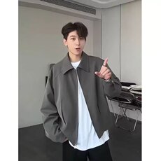 美式复古西装外套春秋廓形正肩棒球服成熟稳重男装夹克W6760-P58，男装夹克，星座412-1