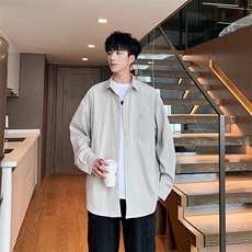 秋季纯色长袖衬衣男宽松落肩质感衬衫外套DSA157B-CS4222-特P40，男装衬衫，电商A157B
