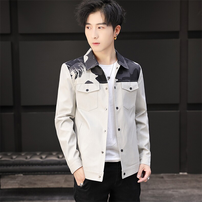 衬衣男韩版帅气2021新款长袖休闲宽松工装男士衬衫外套JK163-P50图片