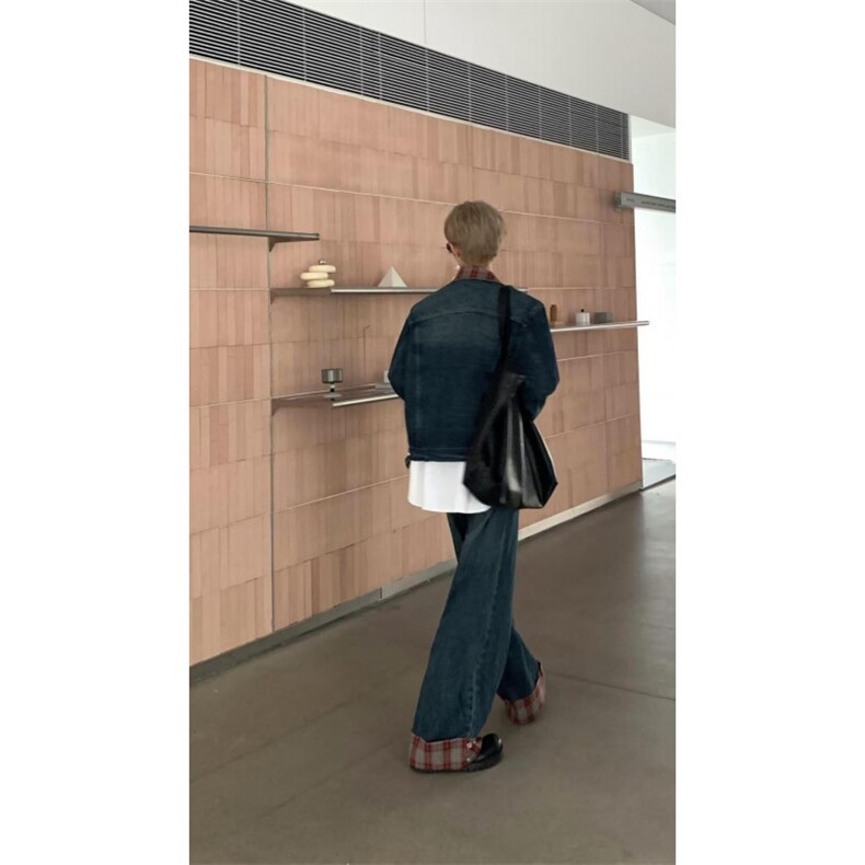 【有货】格子拼接牛仔外套男设计感美式高街短款夹克J63HH-特P75,男装夹克,星座1007（原301D）