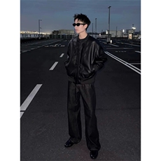 网图有货机车pu皮衣夹克男红内外套立领美式复古棒球服A989-P65，男装皮衣，星座1505