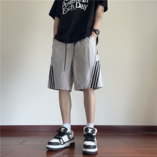 夏季新款潮流透气条纹短裤宽松网眼五分裤B315-K24205-特p30控58，男装牛仔裤，电商B315