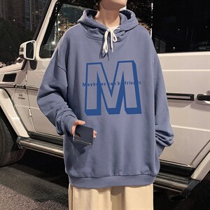 WY2260-P35 纯棉连帽卫衣男大码运动帽衫宽松薄外套男图片
