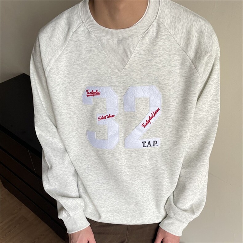 美式复古数字贴布绣圆领球服卫衣男宽松百搭运动上衣WT503,男装卫衣,星座1116A（原606A-3）