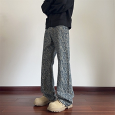 B221美式ins高街暗黑宽松直筒提花牛仔裤LK24395-特P52控88，男装牛仔裤，电商B221