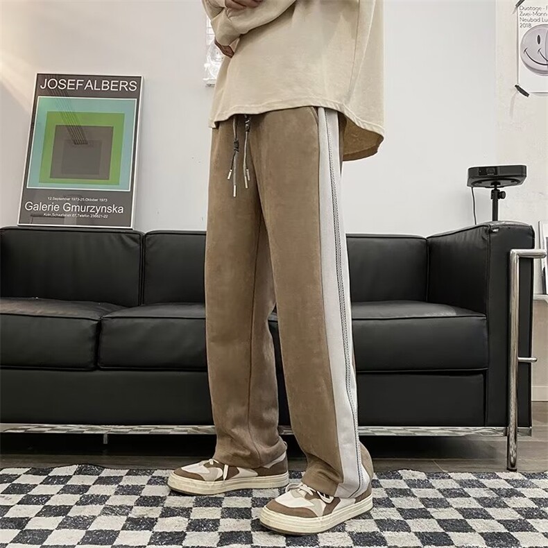 美式高街垂感休闲长裤男士春秋季潮牌hiphop撞边阔腿裤K5010-P39,男装休闲裤,星座512-2