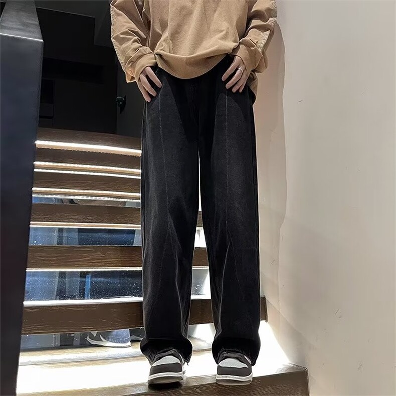 水洗直筒牛仔裤男士春秋美式宽松阔腿复古休闲潮牌长裤N08015-P45,男装牛仔裤,星座308B-2