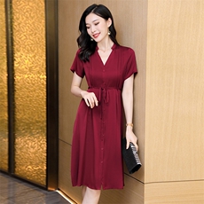 杭州重磅真丝连衣裙女夏季2026新款v领大码显瘦高端真丝连衣裙，女装连衣裙，阿舍尔精品