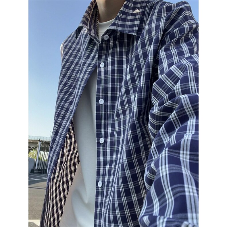 秋季新款格子衬衫男宽松休闲百搭高级感上衣C2269-特价36,男装衬衫,电商A007