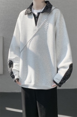 WY10173-特批50加绒P60美式重磅绒感V领卫衣大码撞色上衣外套，女装短外套，电商A059