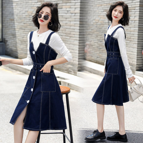 2022新款减龄洋气套装网红显瘦港味休闲套裙收腰背带裙女秋，女装套装/套裙，瑶迪依秀