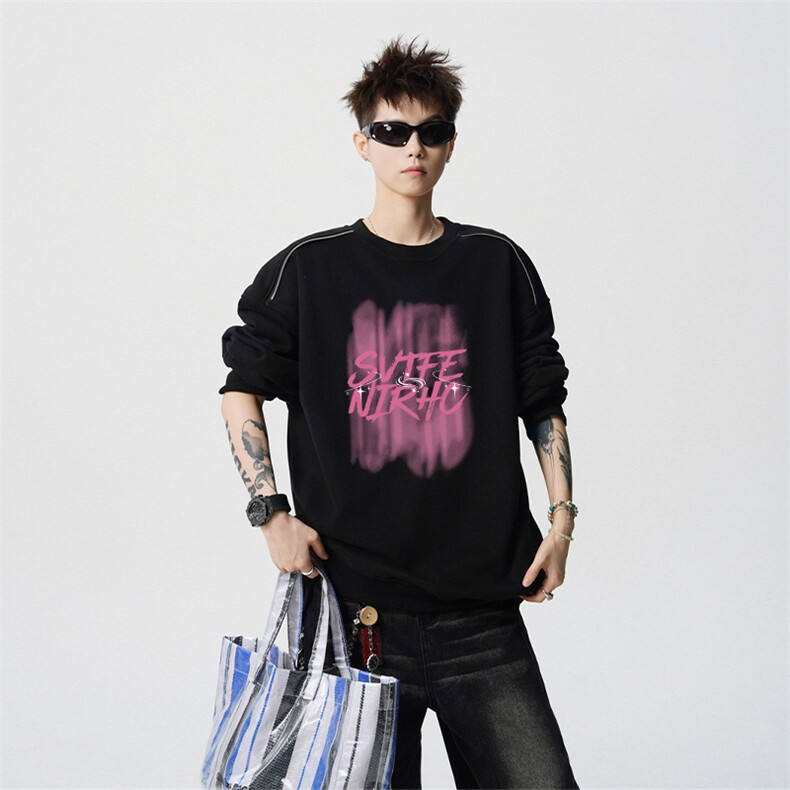 得物供货、重磅420克现货圆领卫衣宽松HD019-1-WY2828LL-P35,男装卫衣,电商019-1