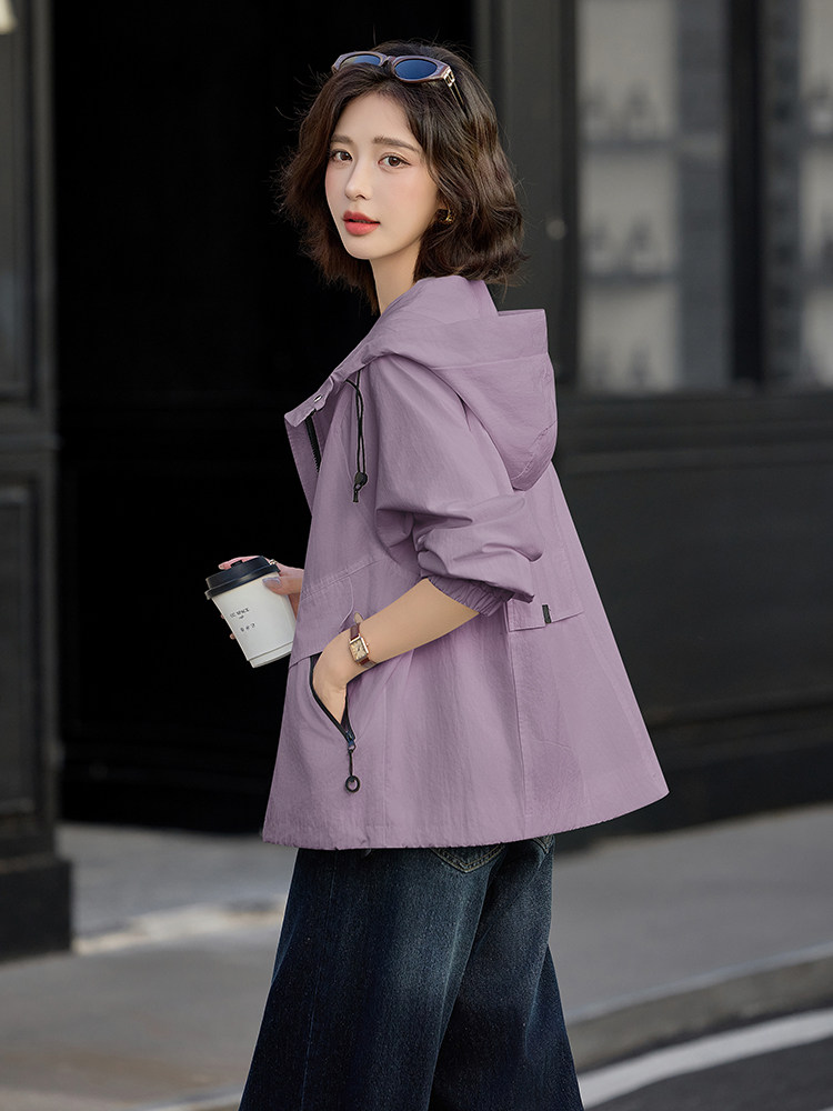 现货。短款夹克短外套女春秋款气质时尚设计感洋气宽松上衣,女装短外套,依万里