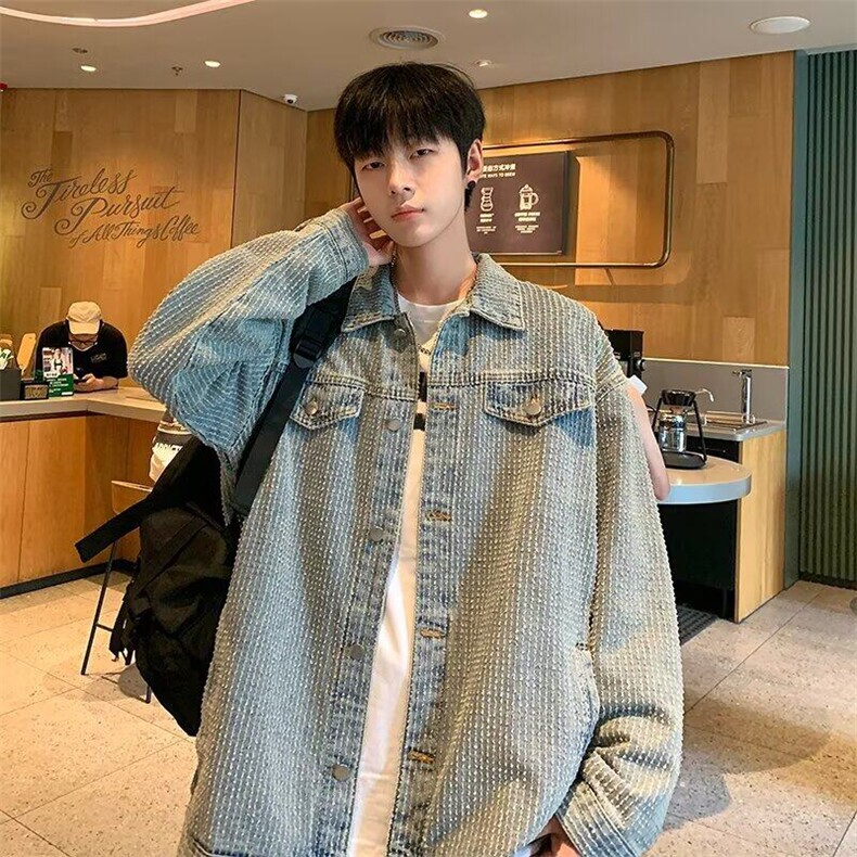 F691P50复古牛仔外套男款痞帅扎染男生牛仔衣高级感工装夹,男装夹克,星座512-6