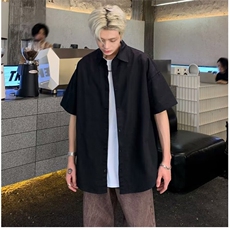 男士短袖春季2024新款美式街头休闲衬衣D3019P35，男装T恤，星座1116-2