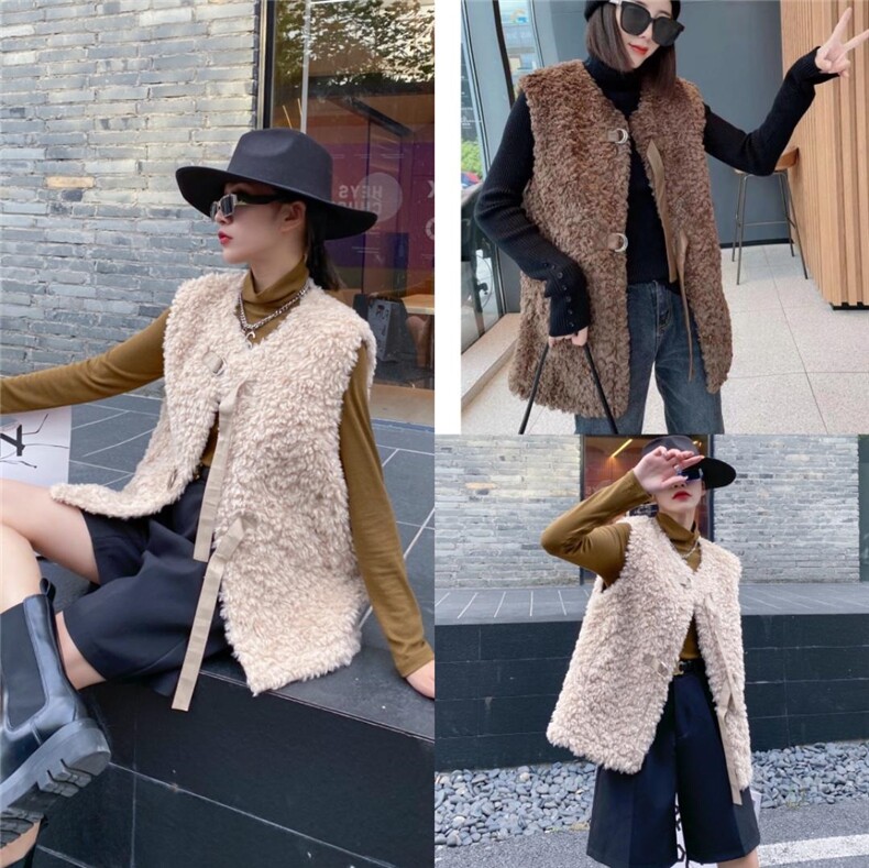 皮毛一体马甲，女装马甲，秋莎明月