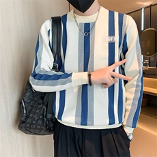 秋冬季新款男士毛衣长袖套头针织衫条纹保暖慵懒风线衣男M3286，男装针织衫/毛衣，星座1116A-2（原606A-1）