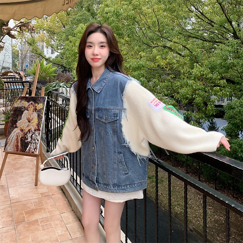 春现 减龄小众设计牛仔拼接外套B190-2312-P120-K178图片