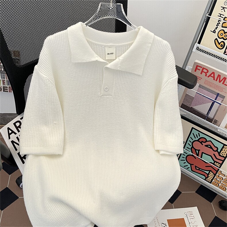夏季简约针织翻领polo衫短袖T恤韩版宽松慵懒半袖GT181P48,男装Polo衫,星座1013-1