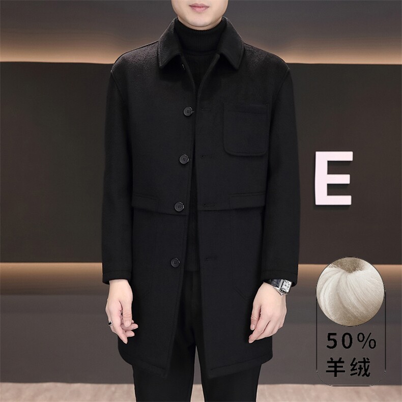 男士毛呢中长款大衣翻领羊毛呢子外套上衣N7916-P180图片