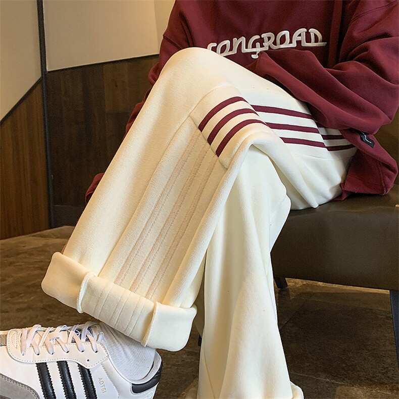 新款双面摇粒绒织带拼接字母绣花休闲裤XZ604-K117-特P40控78,男装休闲裤,星座604