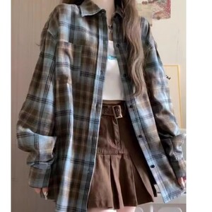 复古格子衬衫外套女早秋款长袖上衣女装衬衫 网图 CSY38-P35有货图片