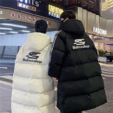 主推过膝棉衣织带三条杠长款加厚情侣羽棉服外套男G1076P168，男装棉衣，电商A339