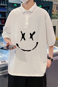 PL57190-P35 翻领短袖polo衫男大码胖子半袖t恤男有领保罗衫 模特图片