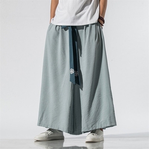 宋裤改良古风夏风情侣中性绣花汉服飘逸直筒阔腿裤潮 K90/P85图片