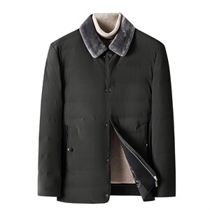21冬季新款90羽绒服男翻领宽松休闲简约百搭毛领外套DD21703-P250图片