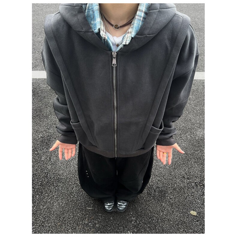 网图重磅全棉420克工装口袋卫衣拼接连帽开衫外套RH5330-P65,男装工装外套,四季星座610B