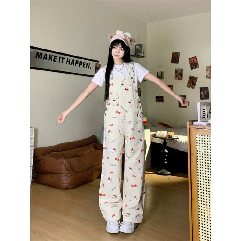 AK2244-P80美式卡通猫牛仔背带裤女夏季直筒宽松阔腿连体裤,男装休闲裤,星座617A-2