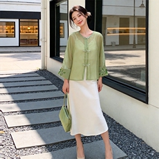 芷墨春季新款新中式设计感日常两件套显高显瘦薄外套吊带裙套装女，女装套装/套裙，芷墨服饰
