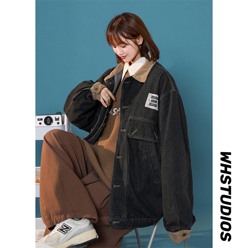 牛仔外套女韩版宽松新款百搭bf慵懒风港味复古夹克上衣JK7823-P65,男装夹克,星座1008