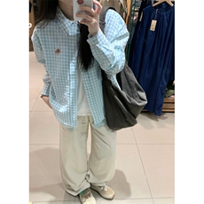 TC664-p45慵懒风粉色格子2026新款衬衫长袖外套女秋冬款，女装衬衫，星座617A-2