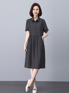 YR-63652023年夏季优雅气质A型仿真丝套头小翻领宽松腰花色真口袋图片