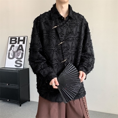 2025春季潮流小众流苏毛边设计感衬衫男宽松垂感长袖衬衣痞帅大码，男装衬衫，星座909