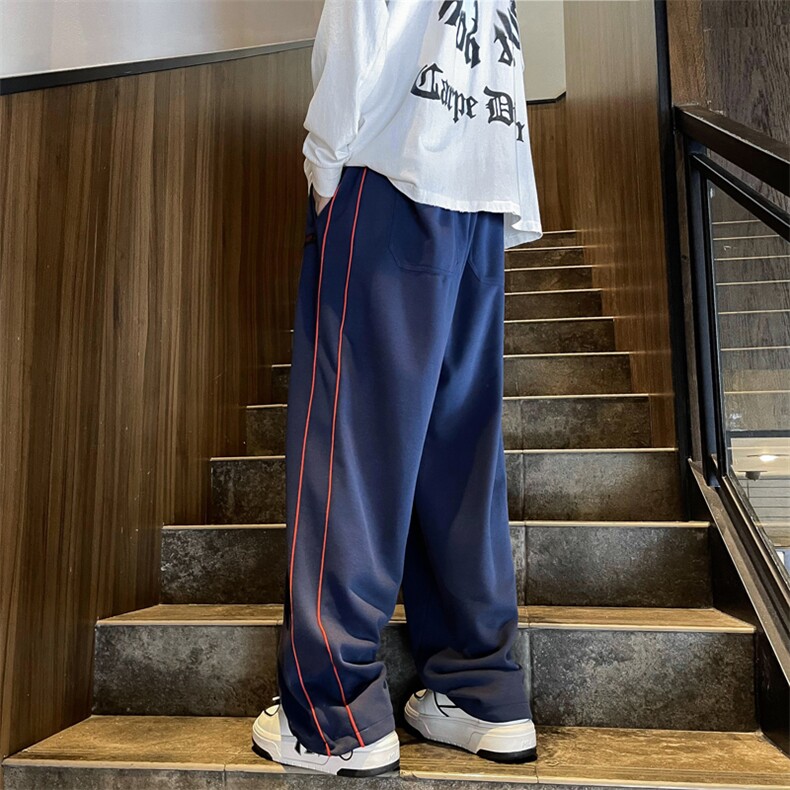 美式复古运动裤男女ins潮牌宽松vintage休闲宽松拖地卫裤MK28-P43,男装休闲裤,星座1008