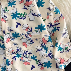 夏季提花碎花短袖衬衫翻领宽松流行衬衣CS8002图片